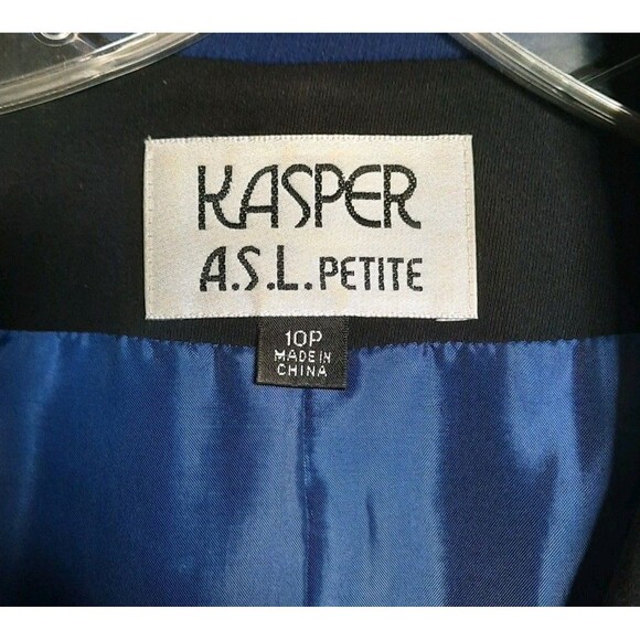 Kasper ASL 2 PC Set Women's Blue Blazer / Black Pants Suit Career Business 10P - Picture 4 of 10